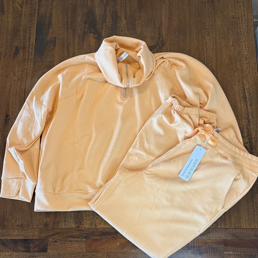 Dear Scarlett Set Apricot Zip-Up Top and Bottoms